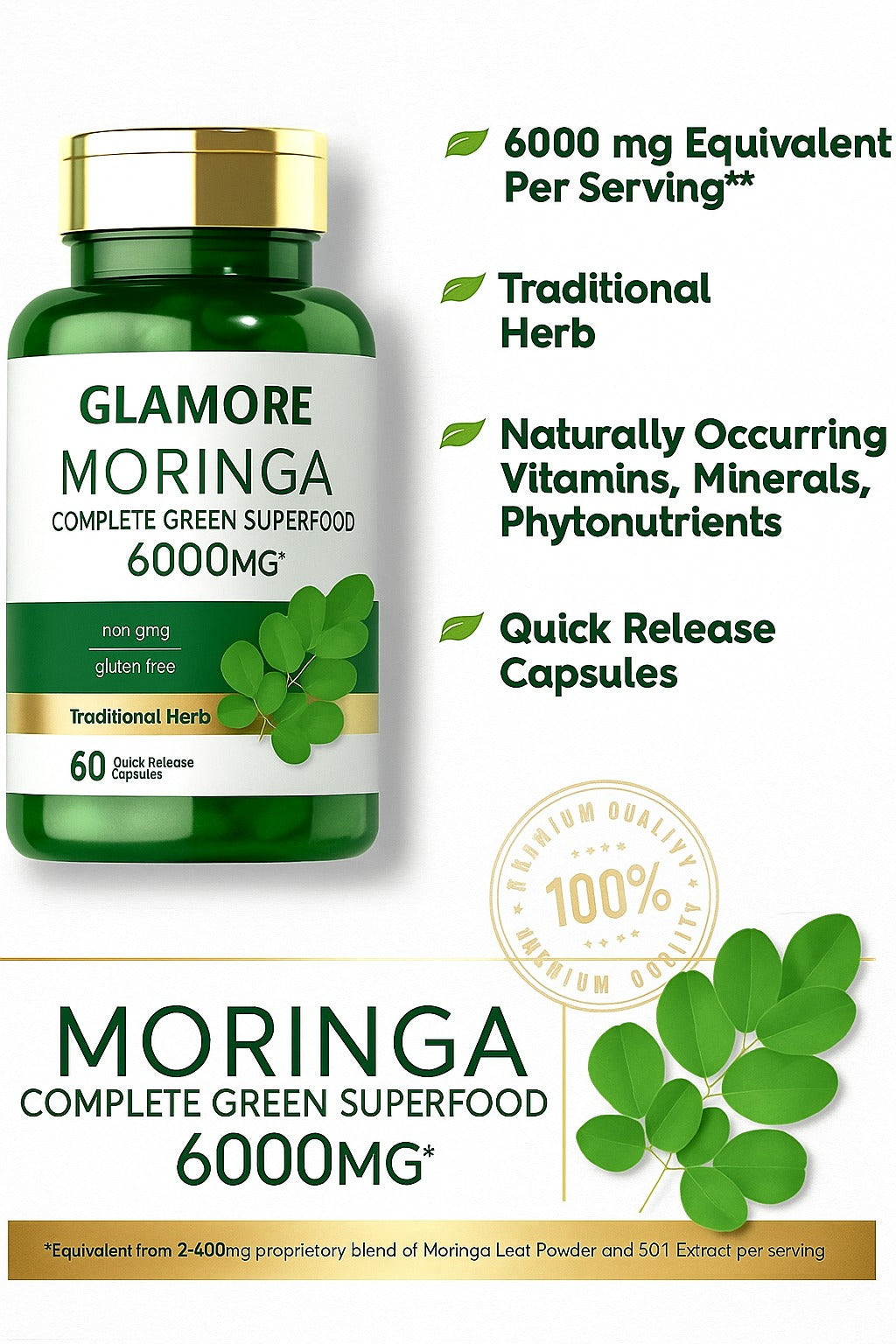 Moringa Oleifera 6000mg per serving | 60 Capsules