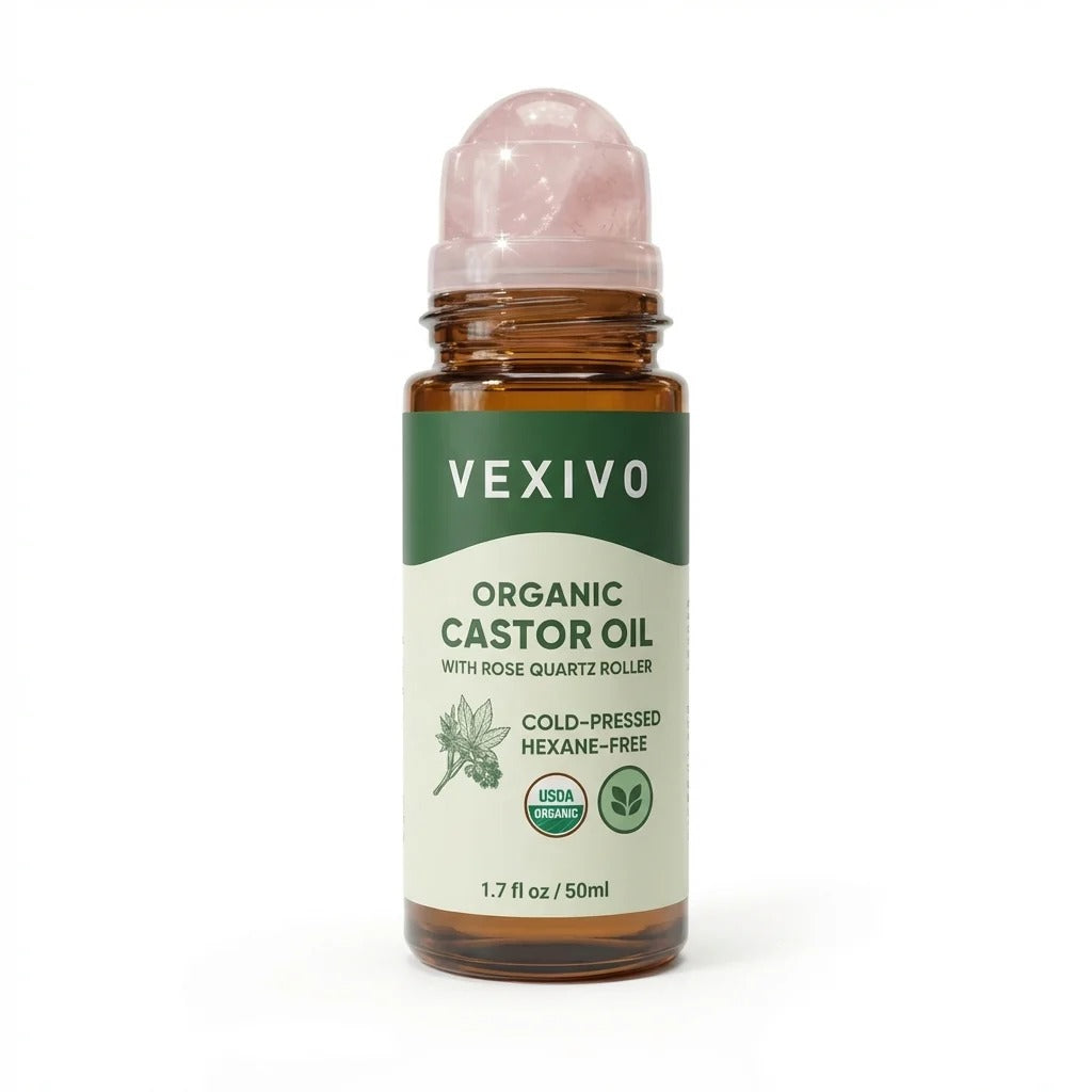 Vexivo | Cold Pressed Organic Castor Oil Roll-On in Amber Glass