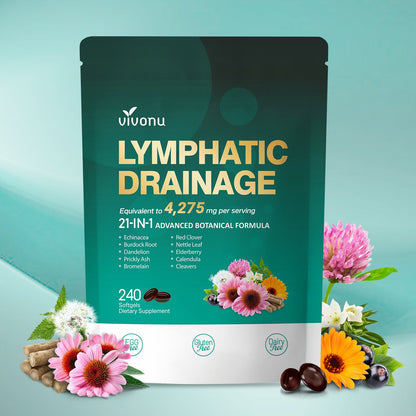 Lymphatic Drainage Supplement, 240 Softgels, 4275mg Lymph System Support Supplement for Women & Men